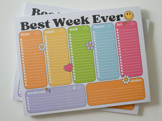 Best Week Ever Weekly Notepad Planner